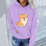 Women's Corgi Print Zip up Hooded Sweatshirt