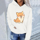 Women's Corgi Print Zip up Hooded Sweatshirt