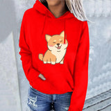 Women's Corgi Print Zip up Hooded Sweatshirt