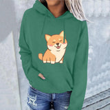 Women's Corgi Print Zip up Hooded Sweatshirt
