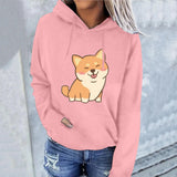 Women's Corgi Print Zip up Hooded Sweatshirt