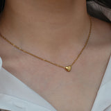 Stainless Steel Love Initial Necklace - Mini Heart Shape Letter Pendant