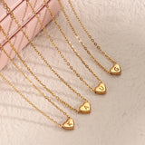 Stainless Steel Love Initial Necklace - Mini Heart Shape Letter Pendant