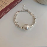 Natural Cat's Eye Stone Jades Pendant Love Bracelet, Adjustable Pearl String
