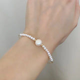 Natural Pearl Bracelet Grey Stone Friendship Jewelry