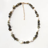 Natural Pearl Bracelet Grey Stone Friendship Jewelry