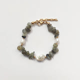 Natural Pearl Bracelet Grey Stone Friendship Jewelry