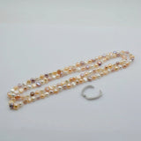 Rainbow Freshwater Pearl Long Necklace Baroque Twist Jewelry