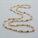 Rainbow Freshwater Pearl Long Necklace Baroque Twist Jewelry