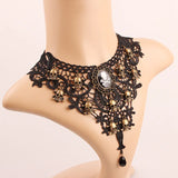 Lace Pirate Skull Head Necklace Halloween Costume Accessory