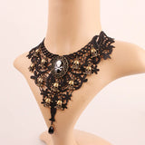 Lace Pirate Skull Head Necklace Halloween Costume Accessory