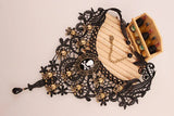 Lace Pirate Skull Head Necklace Halloween Costume Accessory