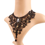 Lace Pirate Skull Head Necklace Halloween Costume Accessory