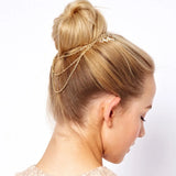Golden Leaf Chain Tassel Headband Leaf Hair Comb Insert Comb