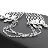 Golden Leaf Chain Tassel Headband Leaf Hair Comb Insert Comb