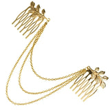 Golden Leaf Chain Tassel Headband Leaf Hair Comb Insert Comb