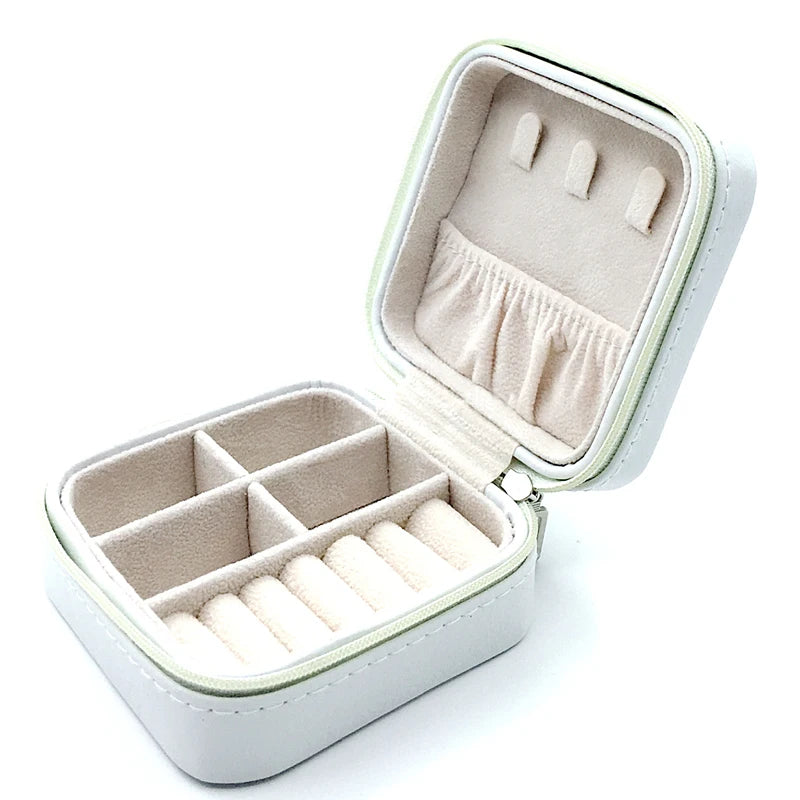 Ladies PU Leather Jewelry Box Necklace Ring Storage Display
