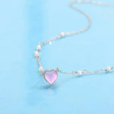 Pink Heart Pendant Necklace 925 Sterling Silver Y2K Jewelry
