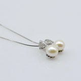 Natural Pearl Cherry Shape Silver Pendant Necklace for Girls