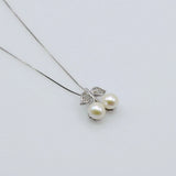 Natural Pearl Cherry Shape Silver Pendant Necklace for Girls