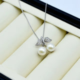Natural Pearl Cherry Shape Silver Pendant Necklace for Girls