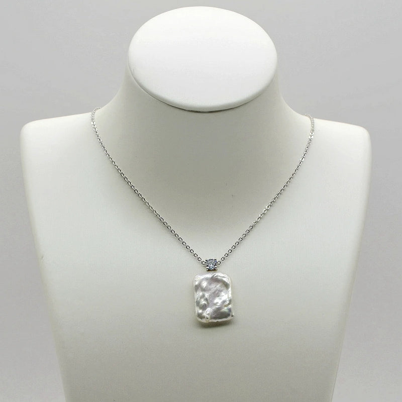 Baroque Pearl Pendant Necklace 925 Silver Natural Pearl Girls Pendant