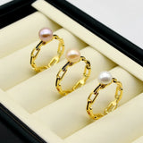 Colorful Freshwater Pearl Adjustable Ring Girls Jewelry