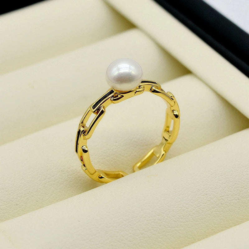 Colorful Freshwater Pearl Adjustable Ring Girls Jewelry