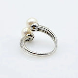Colorful Freshwater Pearl CZ Silver Ring Adjustable Girls Jewelry