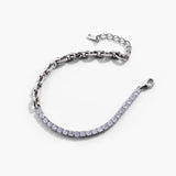 S925 Sterling Silver Bracelet with Zircon, European American Women Jewelry