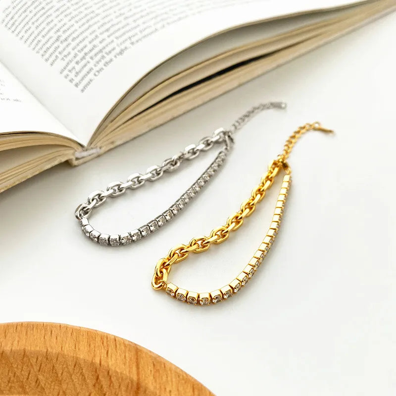 S925 Sterling Silver Bracelet with Zircon, European American Women Jewelry