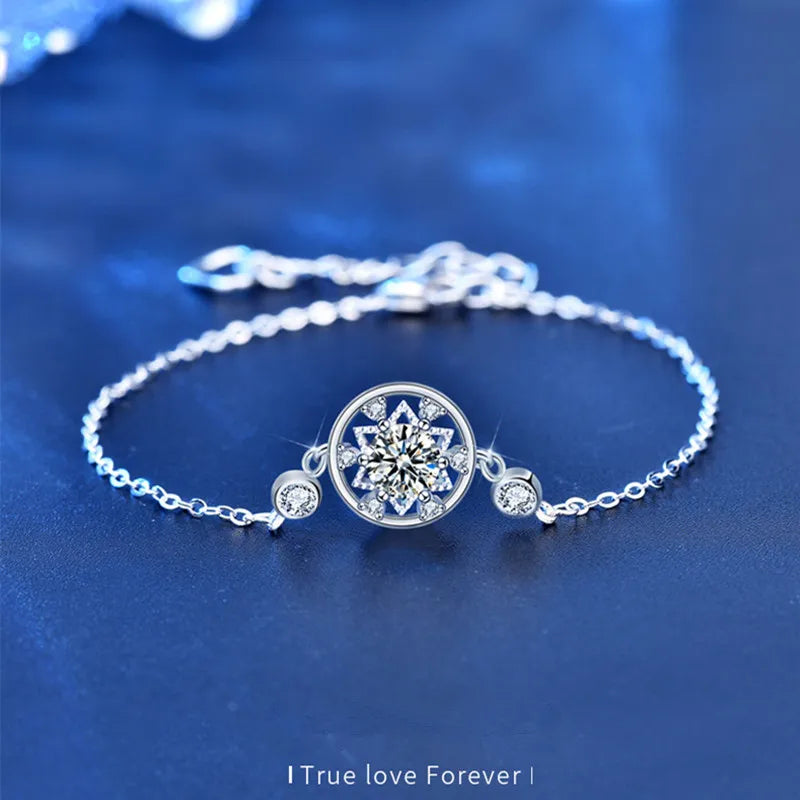 S925 Sterling Silver Snowflake Dream Catcher Bracelet