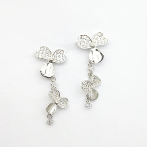 S925 Sterling Silver Zircon Inlaid Flower Earrings