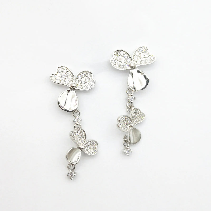 S925 Sterling Silver Zircon Inlaid Flower Earrings