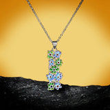 Ladies Silver Necklace Epoxy Flower Pendant Necklace