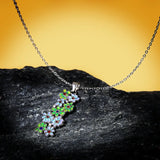 Ladies Silver Necklace Epoxy Flower Pendant Necklace