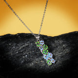 Ladies Silver Necklace Epoxy Flower Pendant Necklace