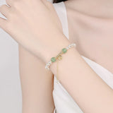 Sterling Silver Pearl Bracelet Chinese Style Chalcedony Beads Jewelry