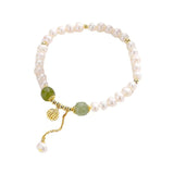 Sterling Silver Pearl Bracelet Chinese Style Chalcedony Beads Jewelry