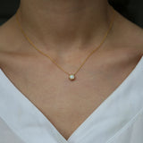 Delicate Single CZ Stone Choker Necklace in 925 Sterling Silver