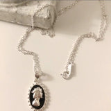 Vintage 925 Silver 18K Enamel Elizabeth Pendant Necklace