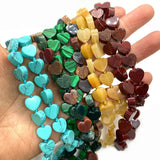 Vintage Heart Stone Necklace 10mm Agate Malachite Rose Quartz Beaded