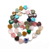 Vintage Heart Stone Necklace 10mm Agate Malachite Rose Quartz Beaded