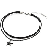 Women's 2-Row Choker Necklace with Pentagram Star Pendant