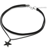 Women's 2-Row Choker Necklace with Pentagram Star Pendant