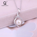 925 Silver Pearl Pendant Necklace Women Girls