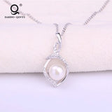 925 Silver Pearl Pendant Necklace Women Girls