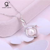925 Silver Pearl Pendant Necklace Women Girls