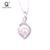 925 Silver Pearl Pendant Necklace Women Girls