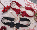 Lady Bow Rhinestone Pearl Necklace Japanese Sweet Collar Ornament